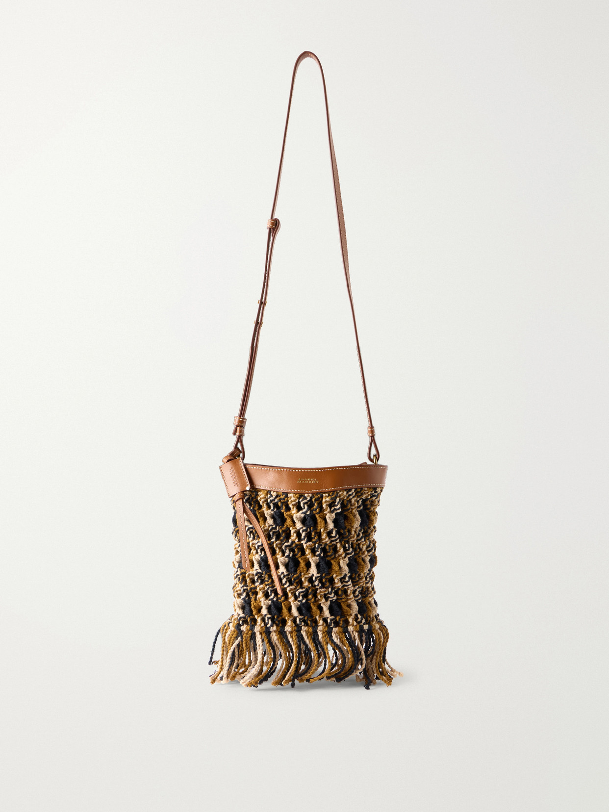 Isabel Marant Noli Leather-trimmed Macramè Tote In Brown