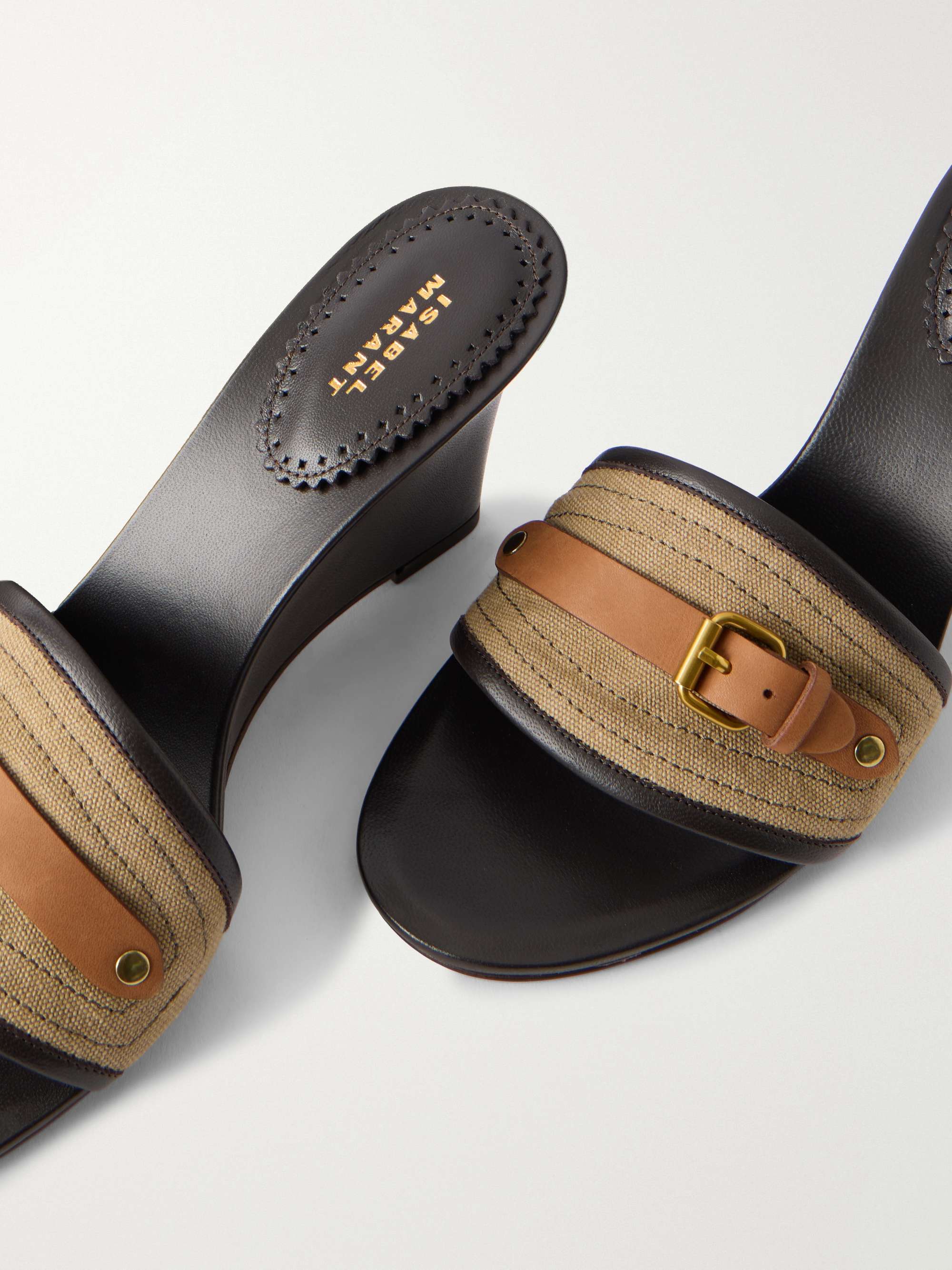 ISABEL MARANT Abryel buckled canvas and leather sandals | NET-A-PORTER
