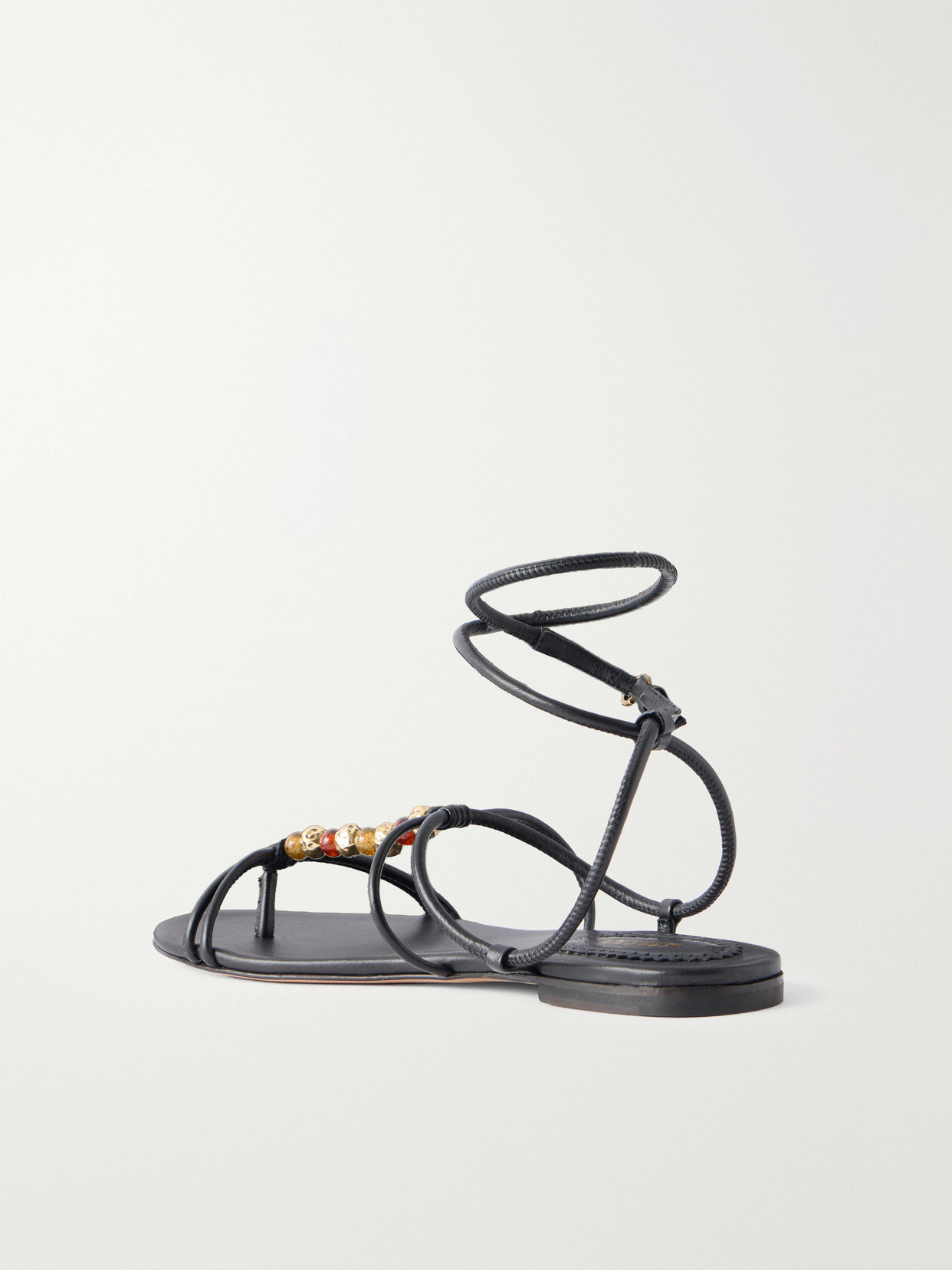 Isabel Marant Yctoria Beaded-strap Leather Sandals In Black