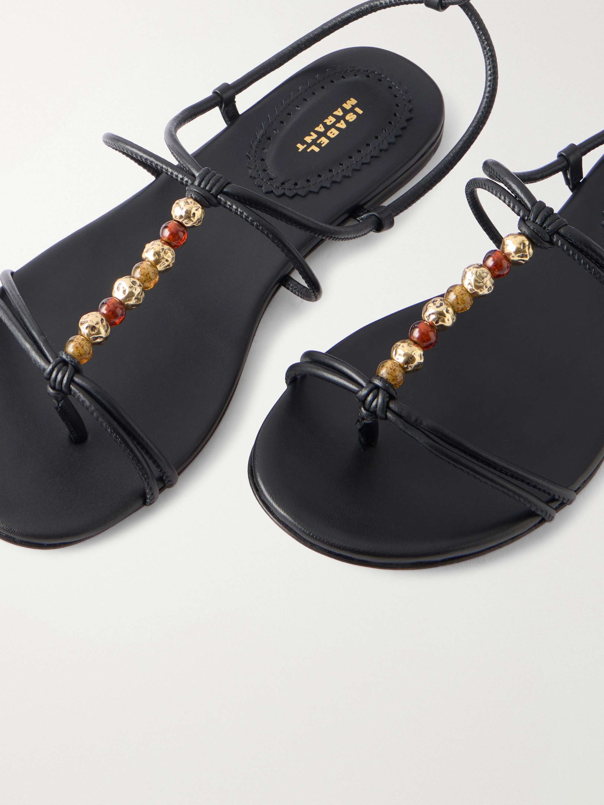 ISABEL MARANT Yctoria beaded leather sandals | NET-A-PORTER