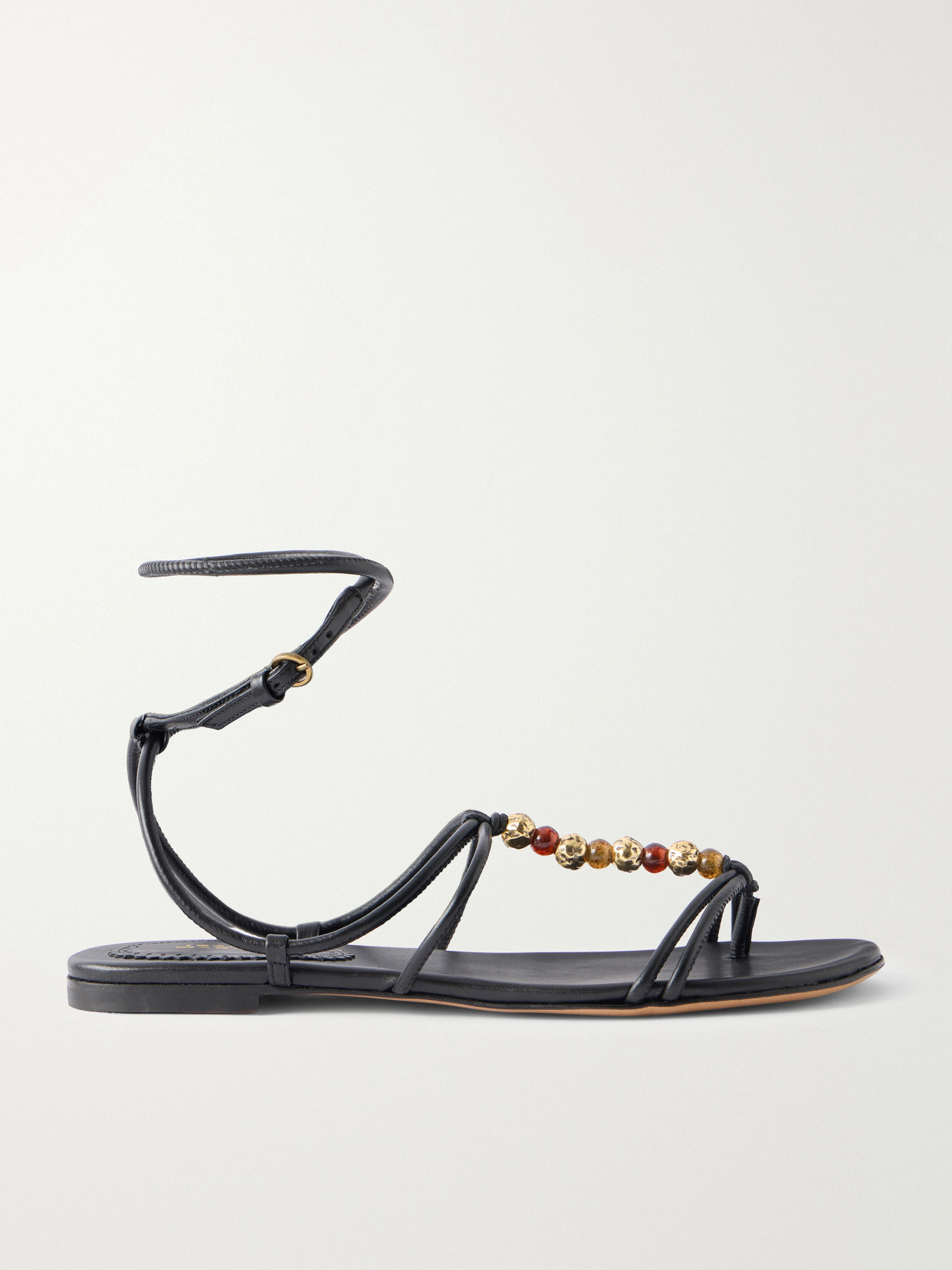 Isabel Marant Yctoria Beaded-strap Leather Sandals In Black