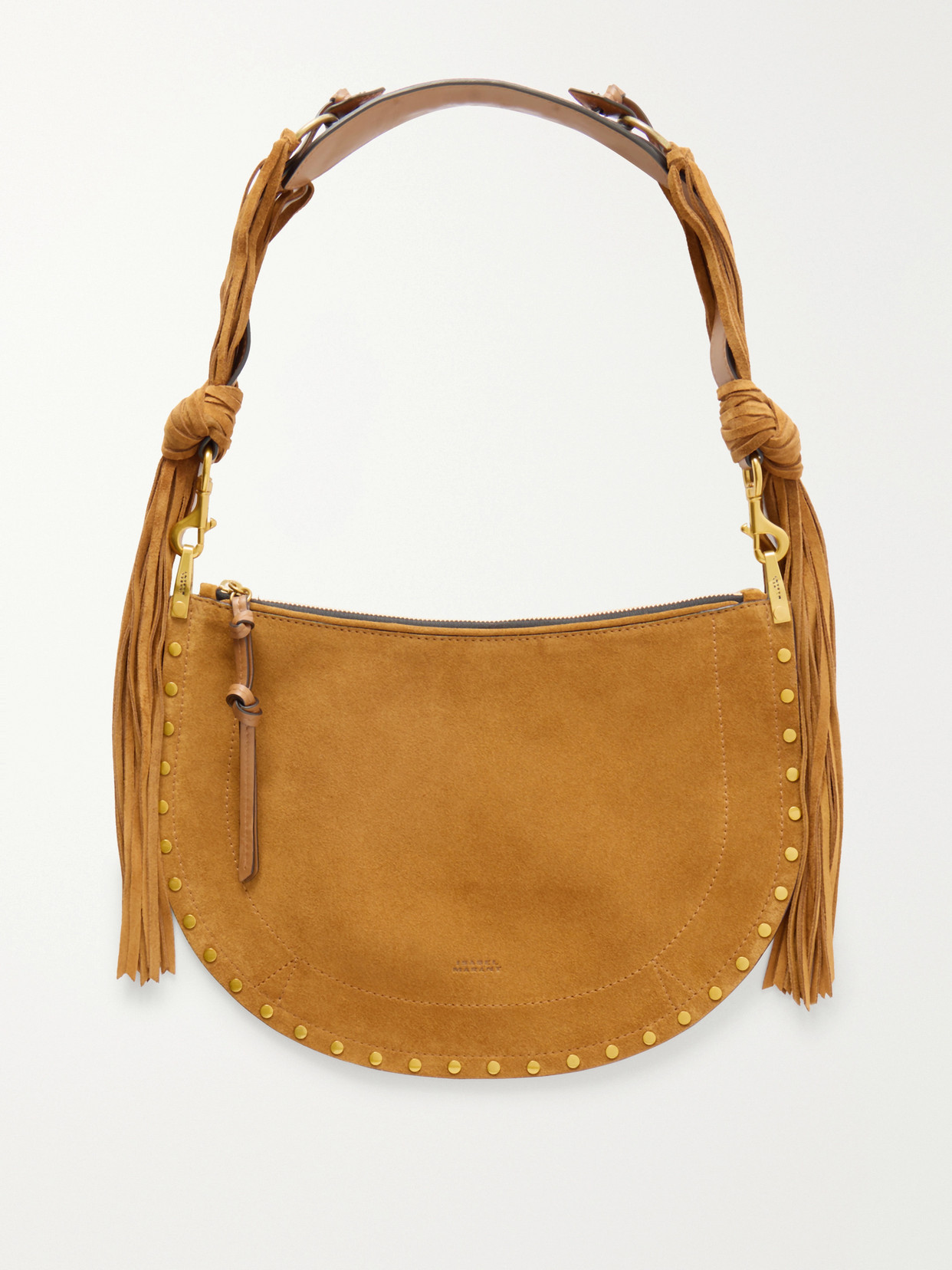 Isabel Marant Oskan Studded Suede Shoulder Bag In Brown
