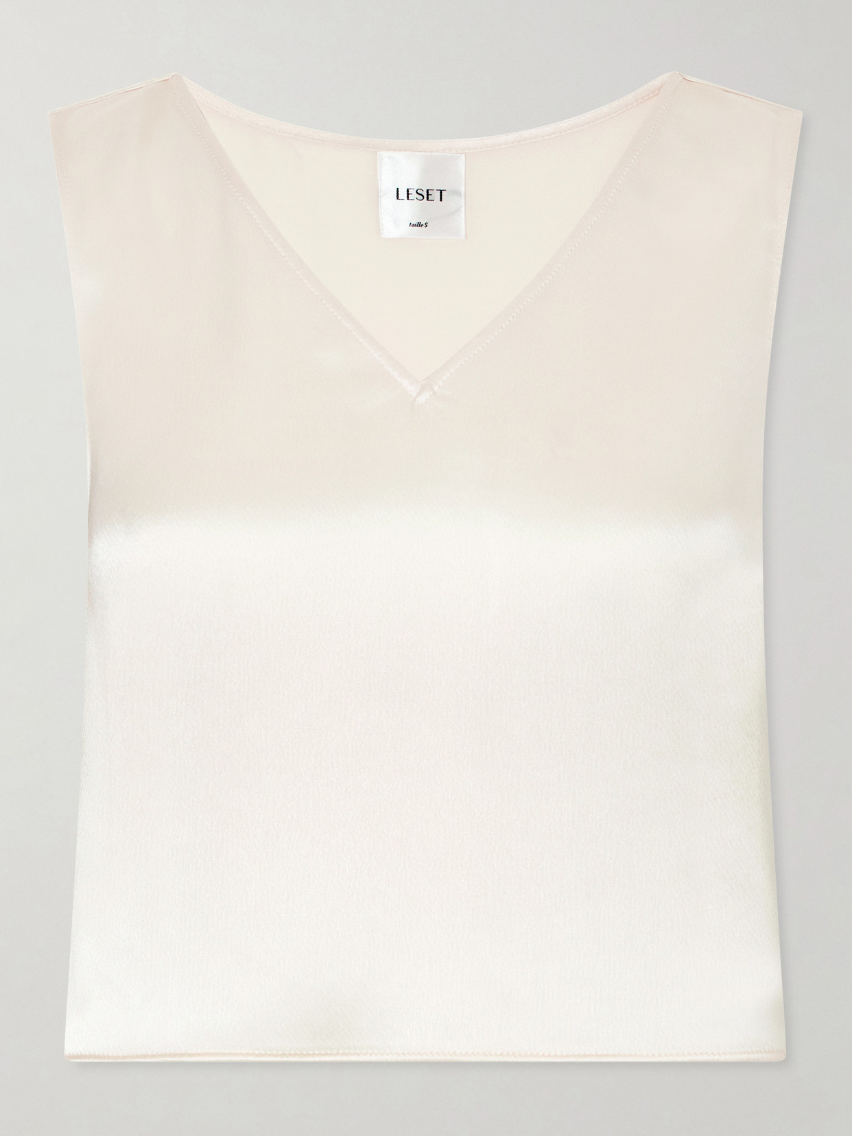 Leset Barb Satin Tank Top In White