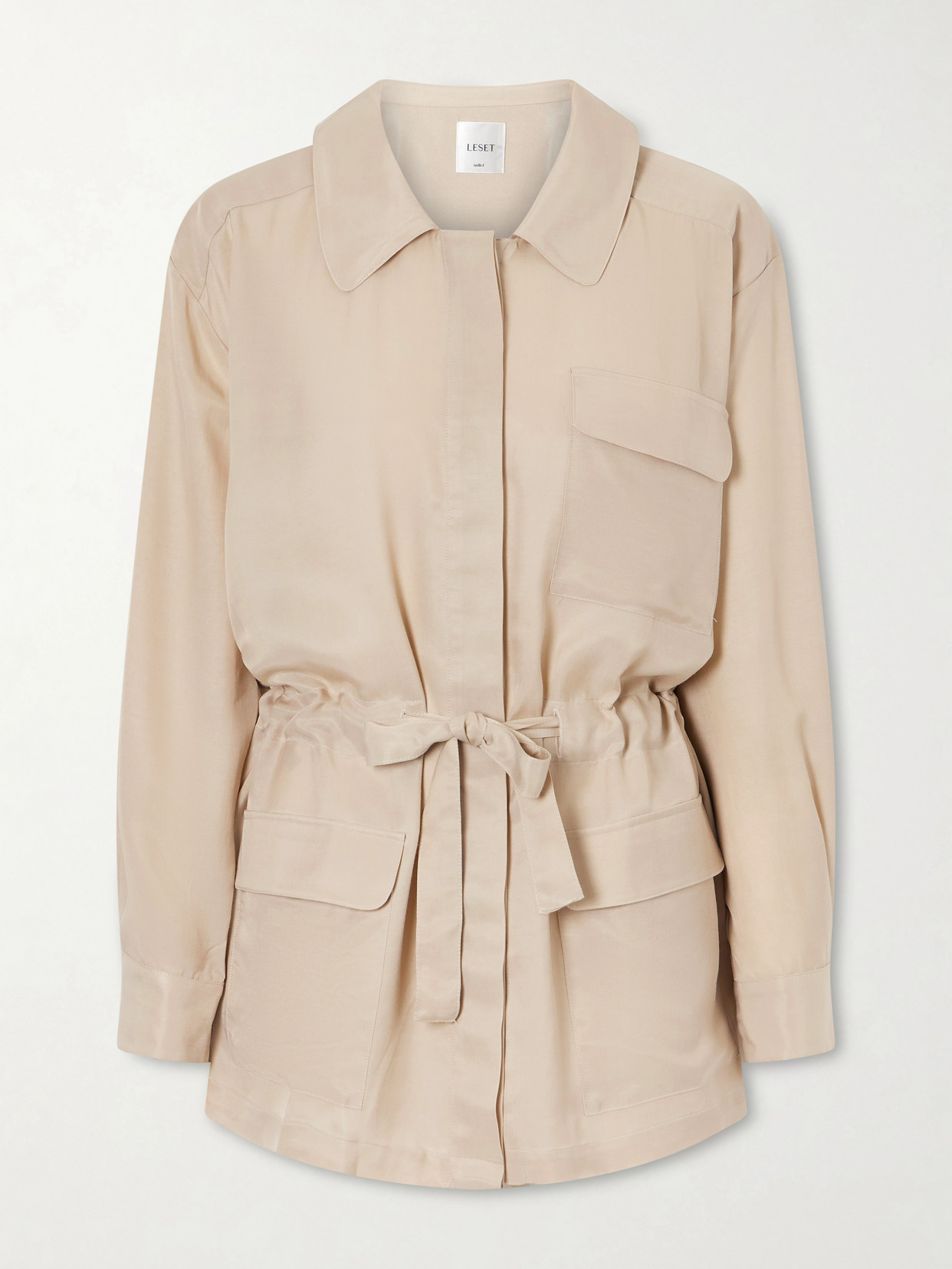 LESET - Kim Drawstring Tencel Lyocell Jacket - Neutrals