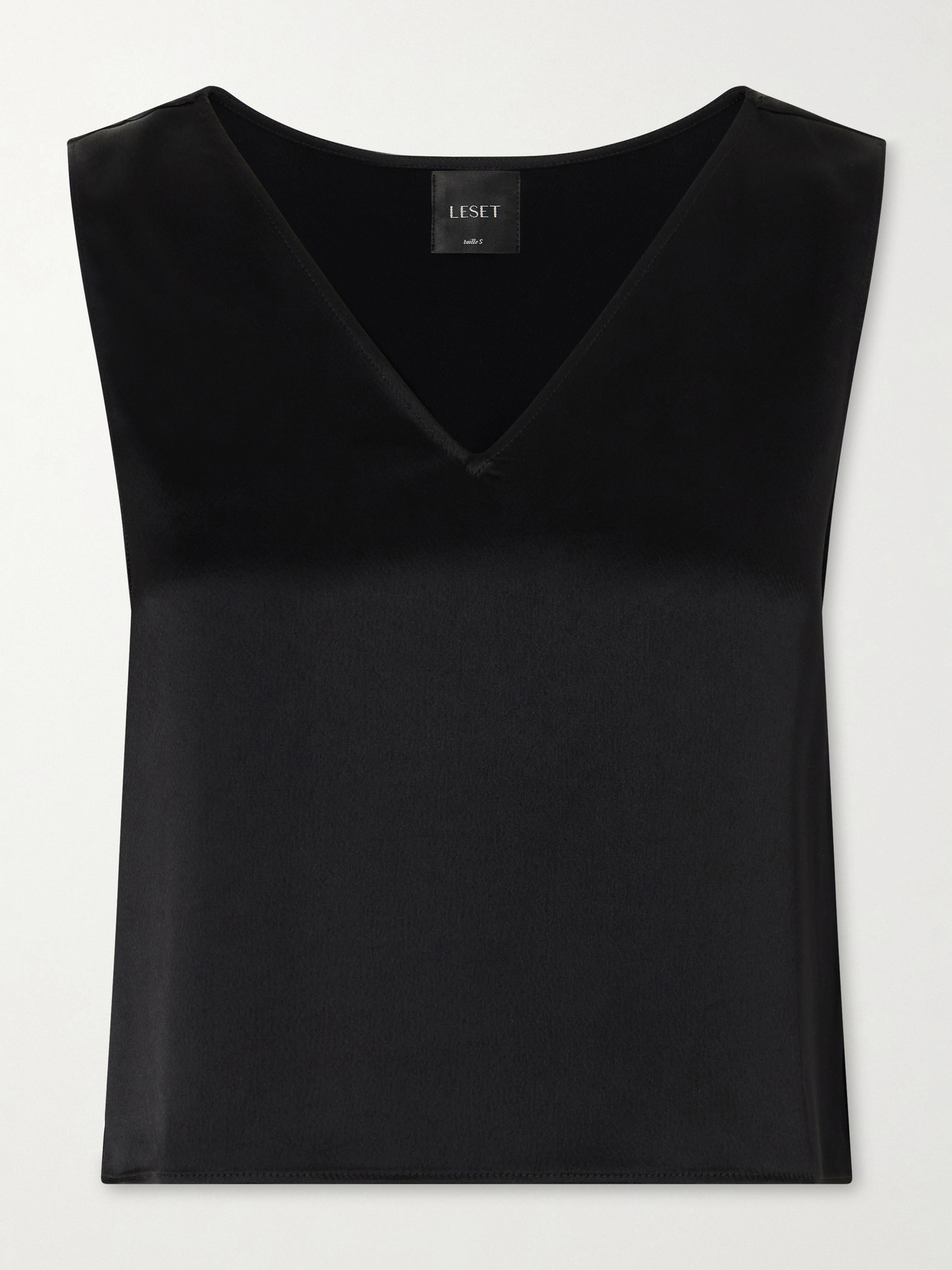 Leset Barb Satin Tank Top In Black