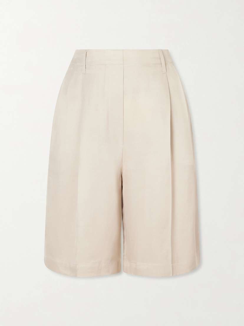 LESET Kim Pleated Woven Shorts