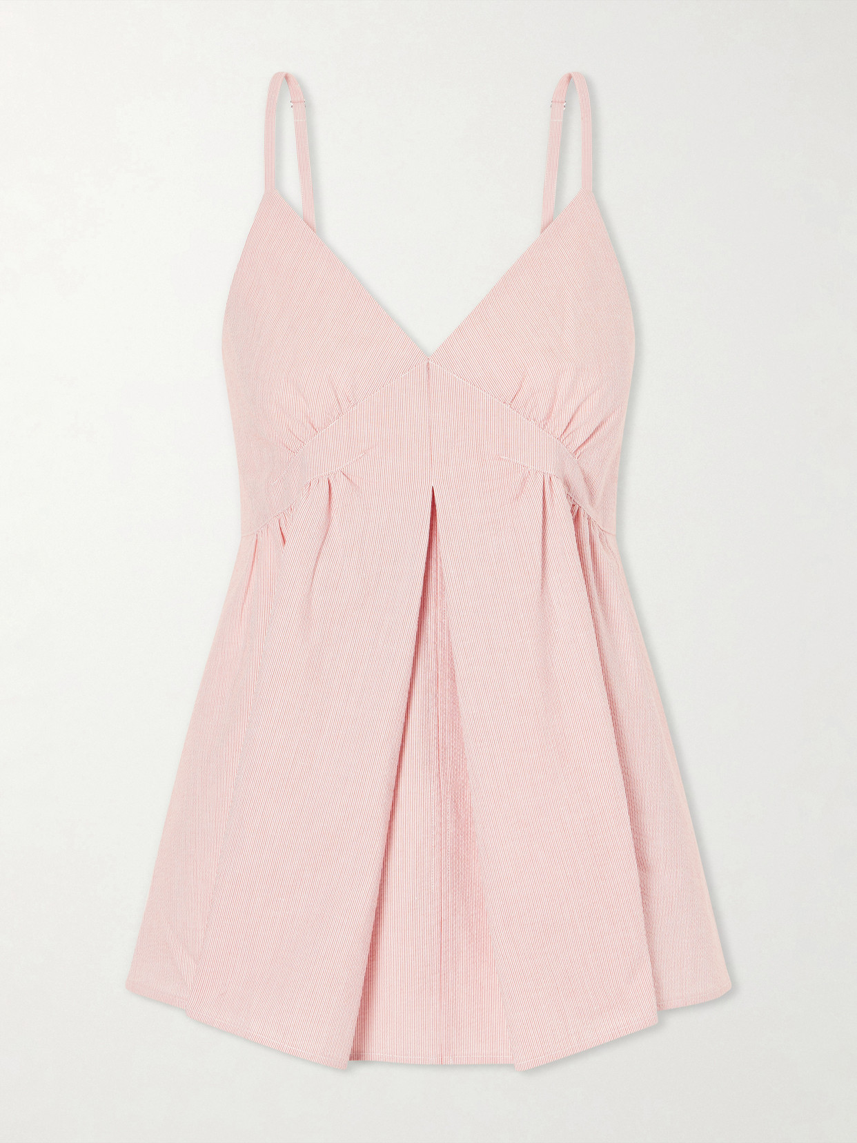 Proenza Schouler White Label - Barker Gathered Striped Cotton-blend Seersucker Top - Pink