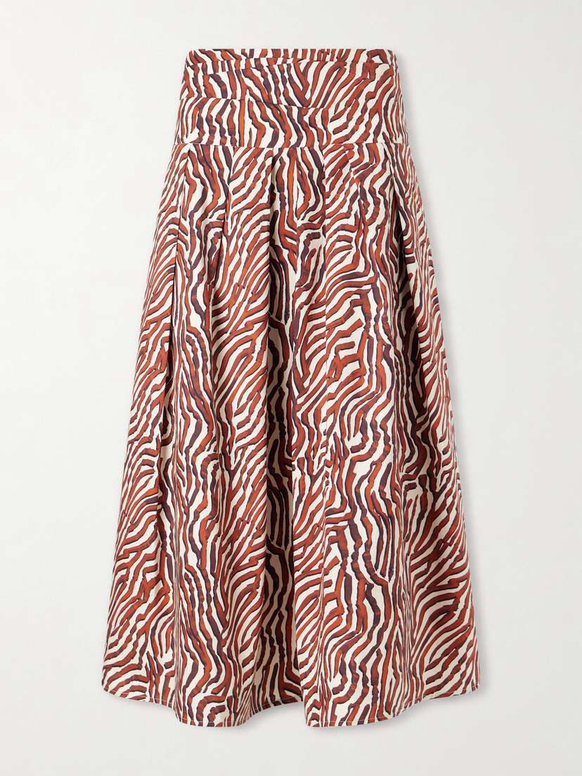 Proenza Schouler White Label Nessa Pleated Printed Cotton-blend Poplin Maxi Skirt