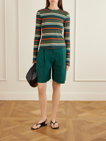 Proenza Schouler White Label Clio pleated cotton-blend poplin shorts