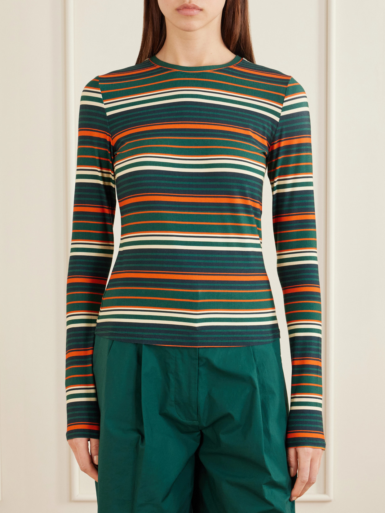 White Label - Mae Striped Stretch-Jersey T-Shirt