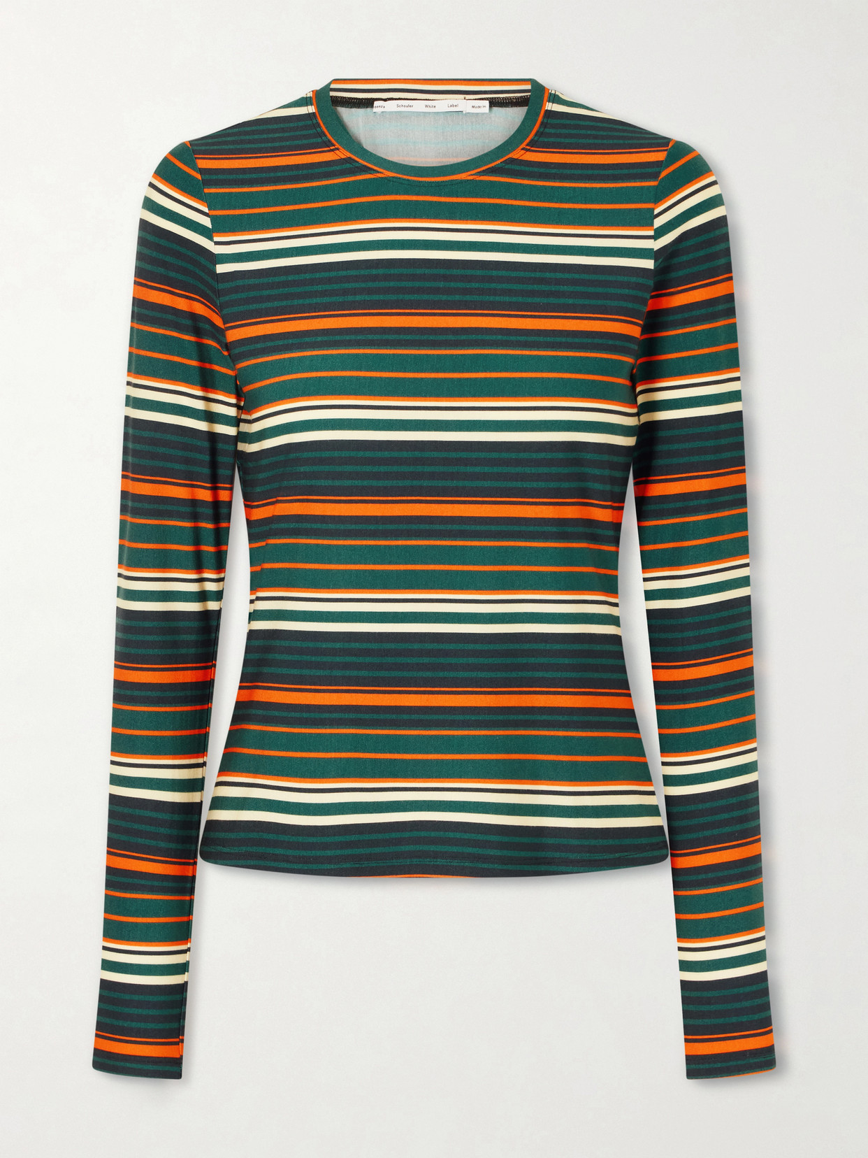 Proenza Schouler White Label Mae Striped Stretch-jersey T-shirt In Green