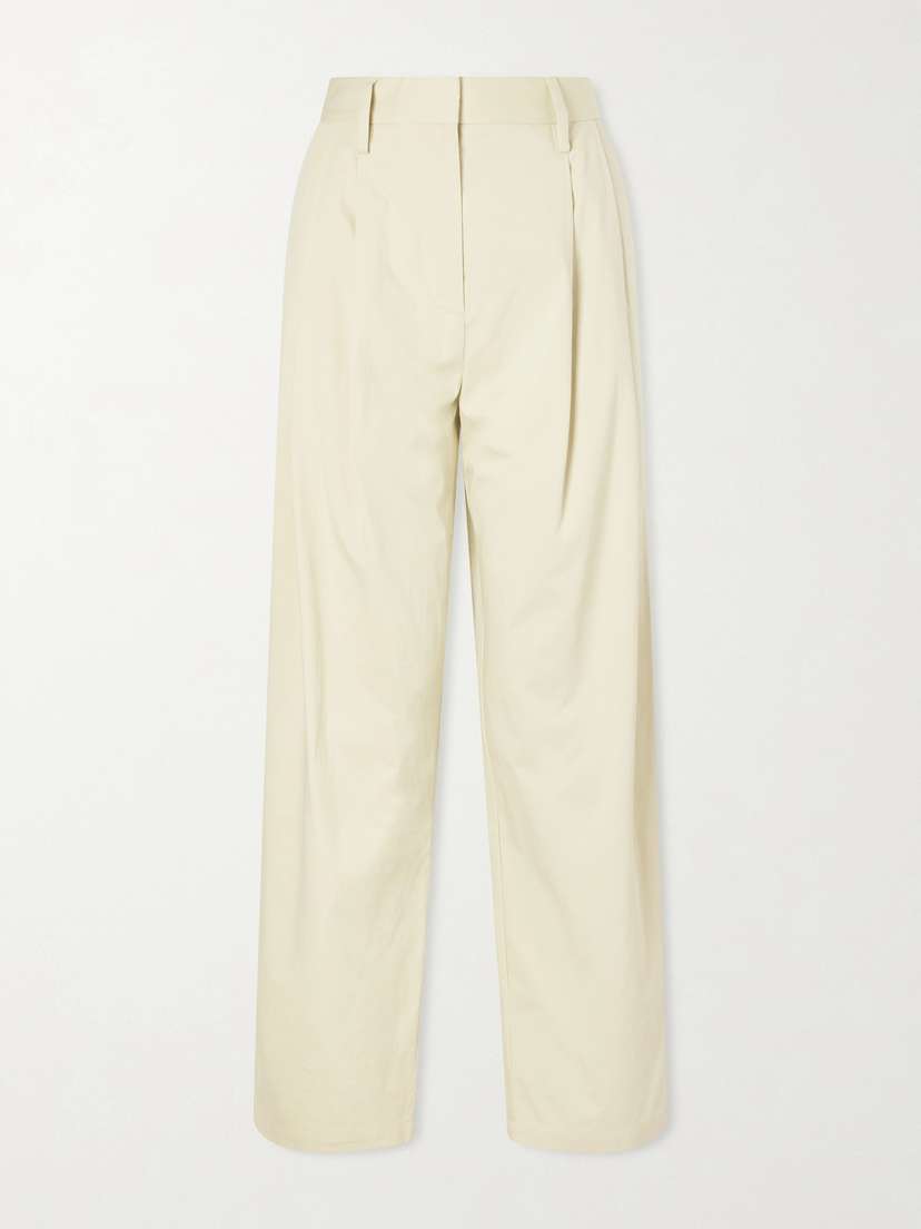 Proenza Schouler White Label Taya Pleated Cotton-blend Straight-leg Pants