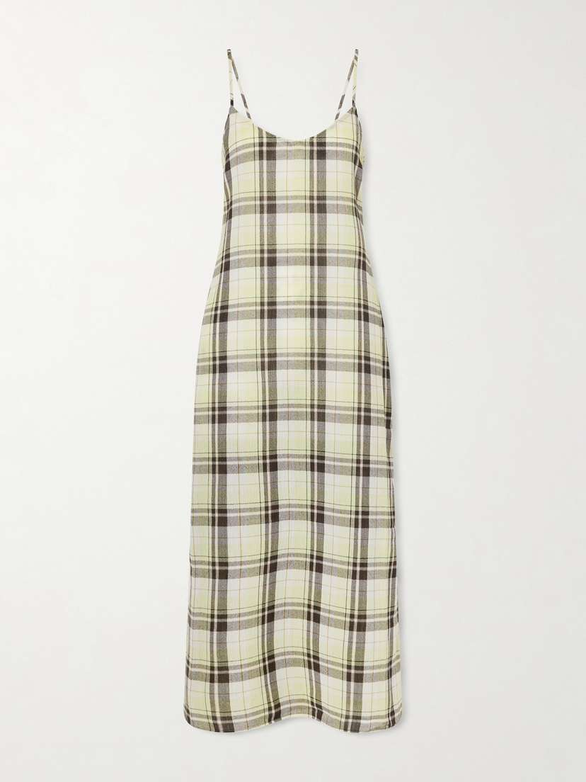 Proenza Schouler White Label Evelyn Tie-back Checked Crinkled-voile Maxi Dress