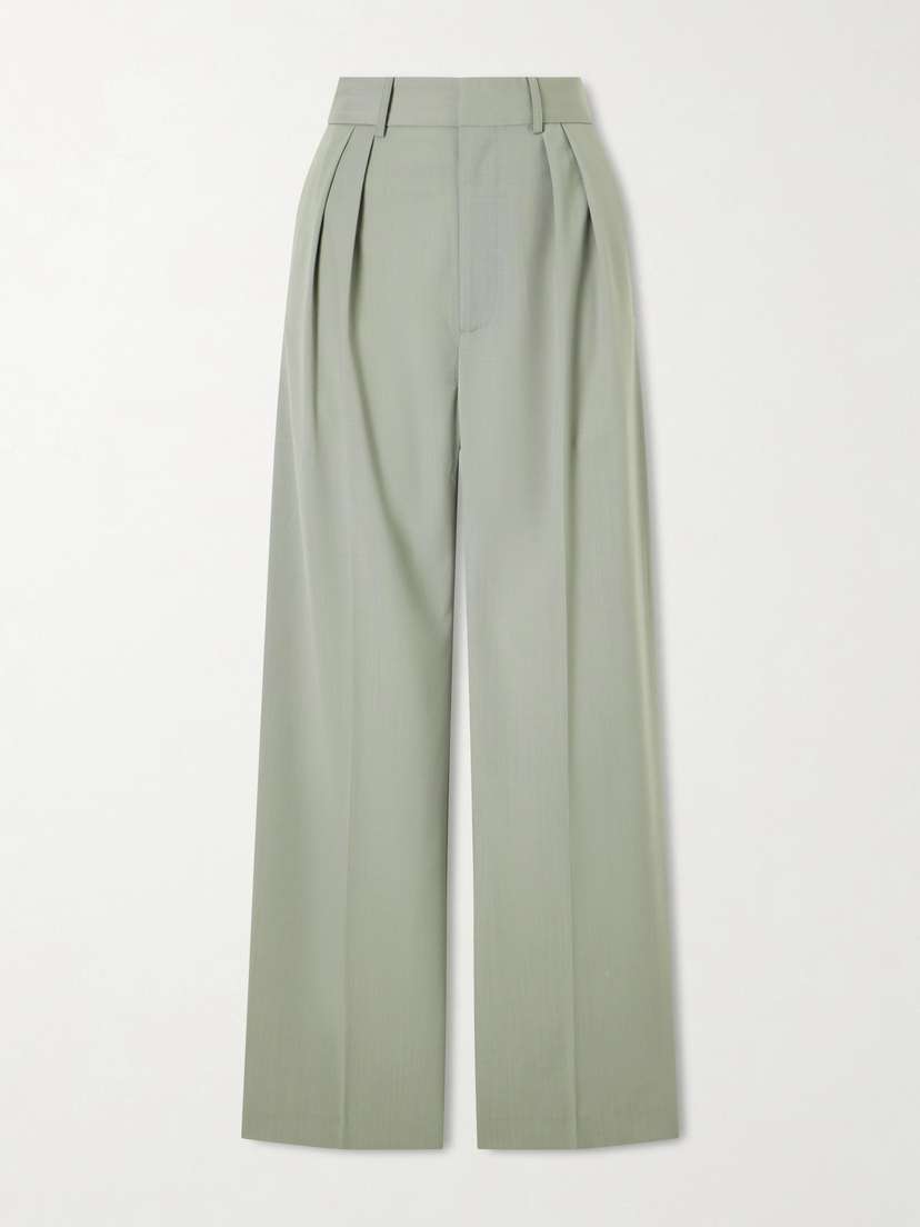 Kallmeyer Aiden Pleated Grain De Poudre Straight-leg Pants