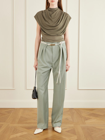 KALLMEYER Aiden pleated grain de poudre straight-leg pants