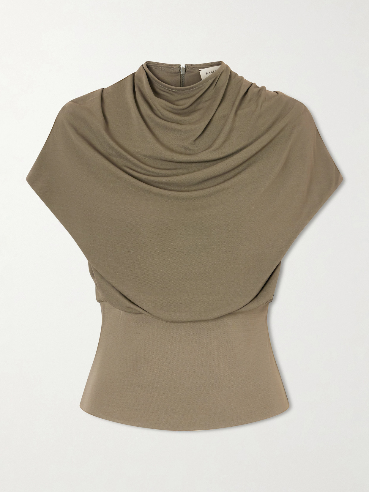 Kallmeyer Jocelyn Gathered Draped Jersey Top In Green