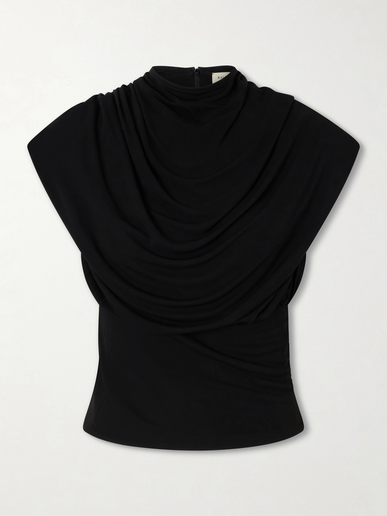 Kallmeyer Jocelyn Gathered Draped Jersey Top In Black