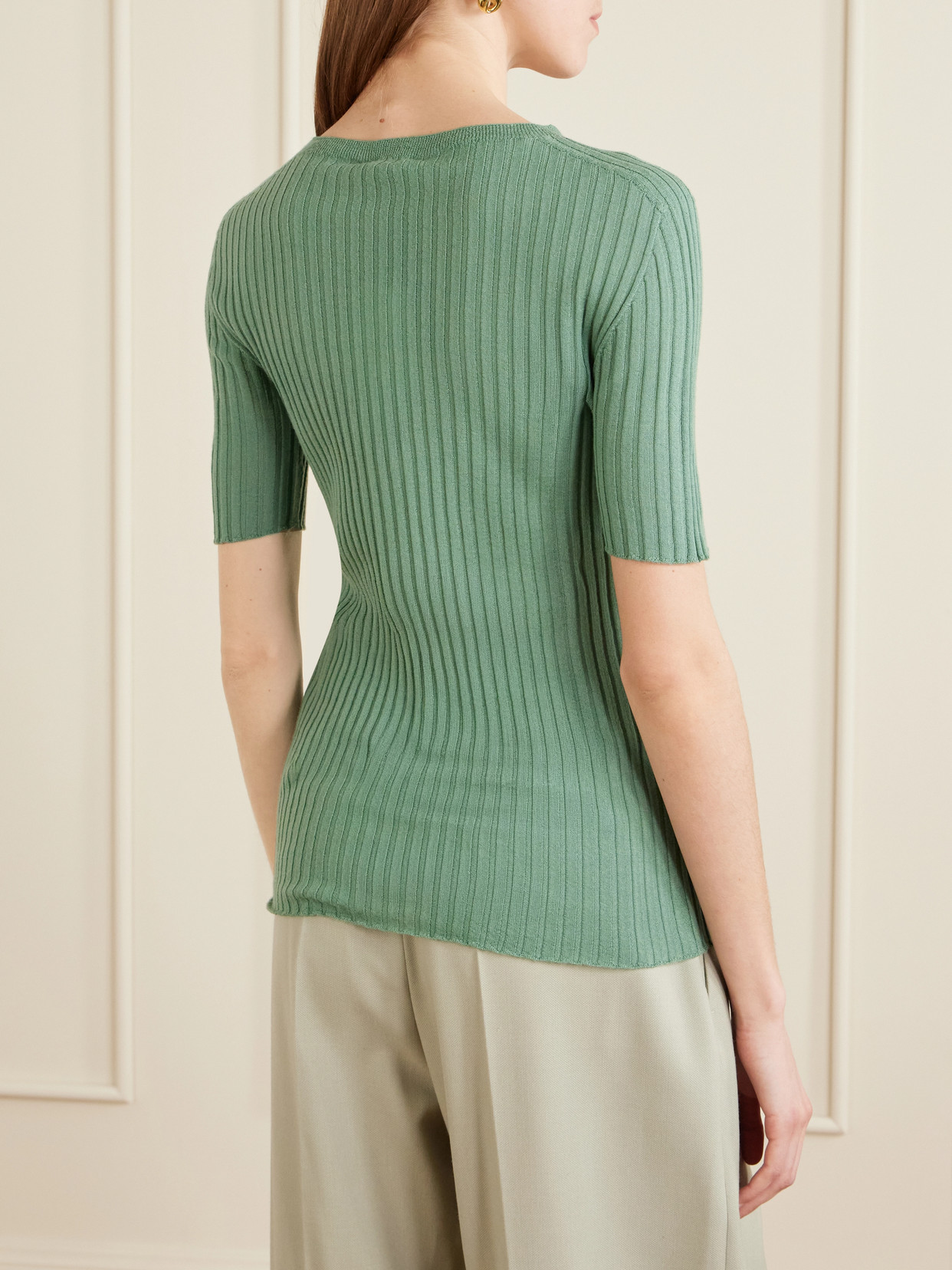 Ribbed-Knit Merino T-Shirt