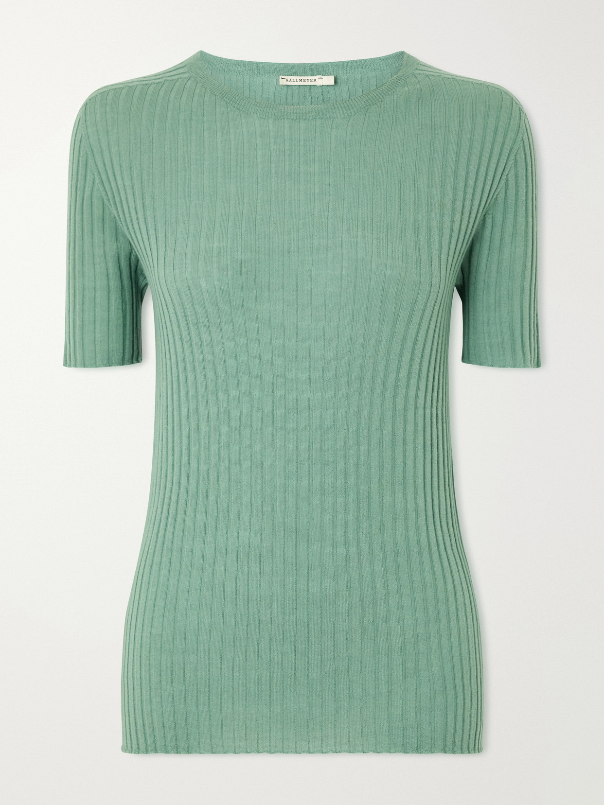 Kallmeyer Ribbed-knit Merino Wool T-shirt In Green