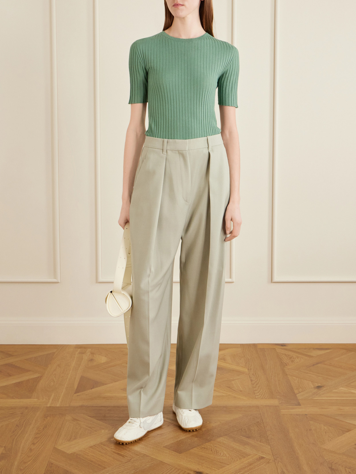 Ribbed-Knit Merino T-Shirt