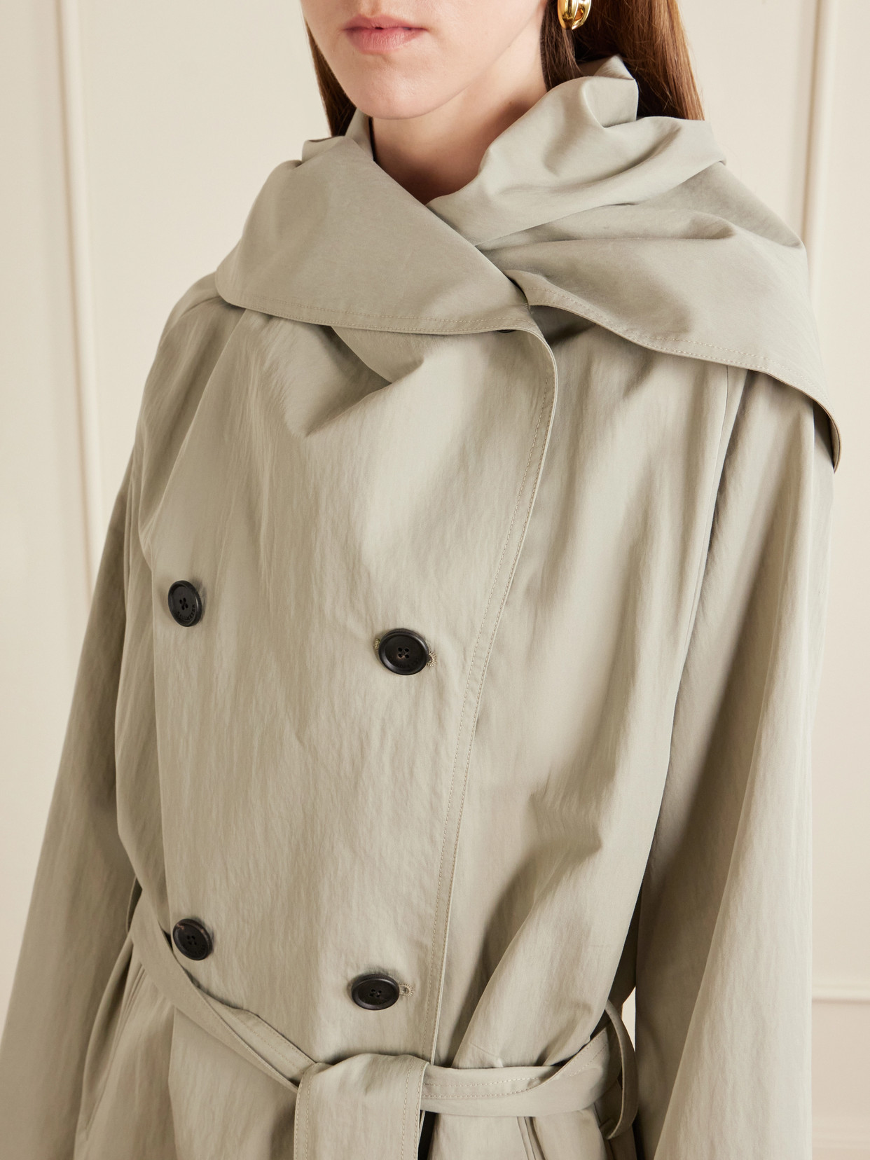 Dorothy Double-Breasted Belted Cotton-Blend Trench Coat