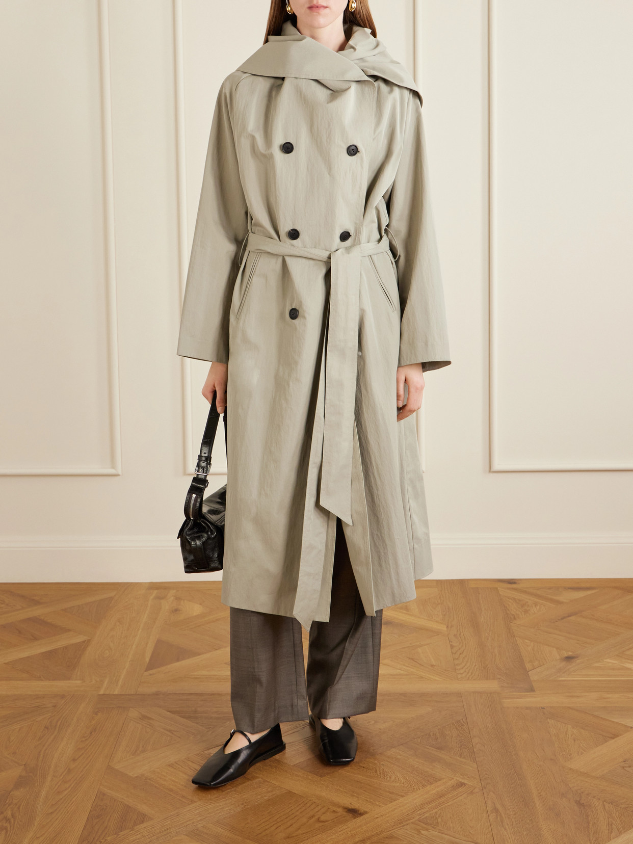 Dorothy Double-Breasted Belted Cotton-Blend Trench Coat