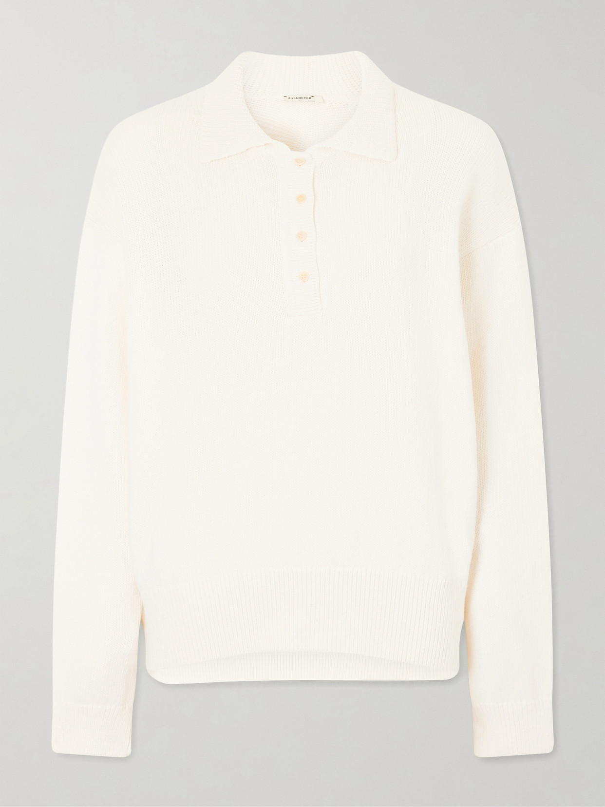Kallmeyer Chessy Cotton And Wool-blend Polo Sweater In Neutral