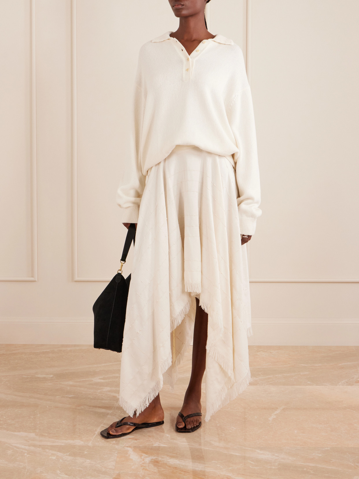 Chessy Cotton And Wool-Blend Polo Sweater