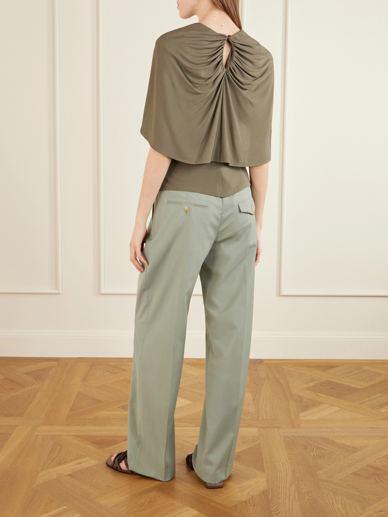 Emme Cape-Effect Gathered Jersey Top