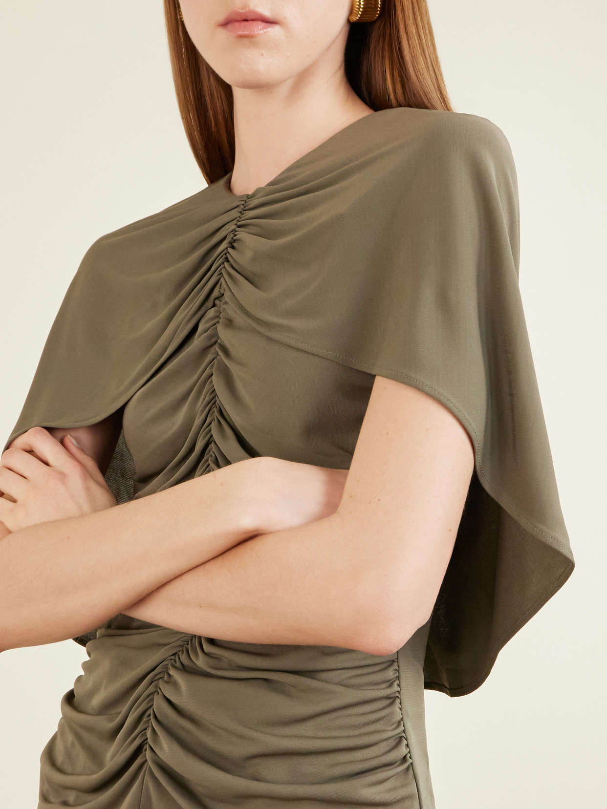 Emme Cape-Effect Gathered Jersey Top