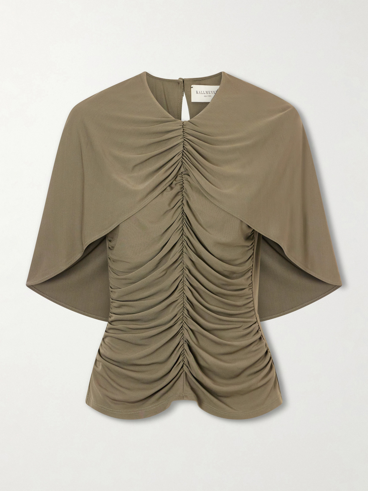 Kallmeyer Emme Cape-effect Gathered Jersey Top In Green
