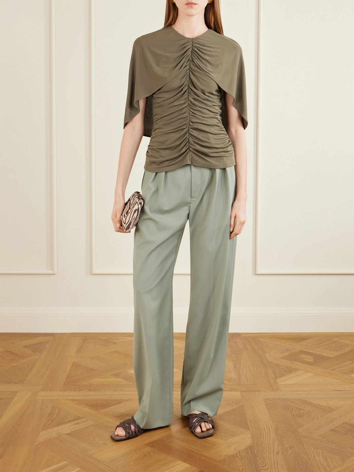 Emme Cape-Effect Gathered Jersey Top