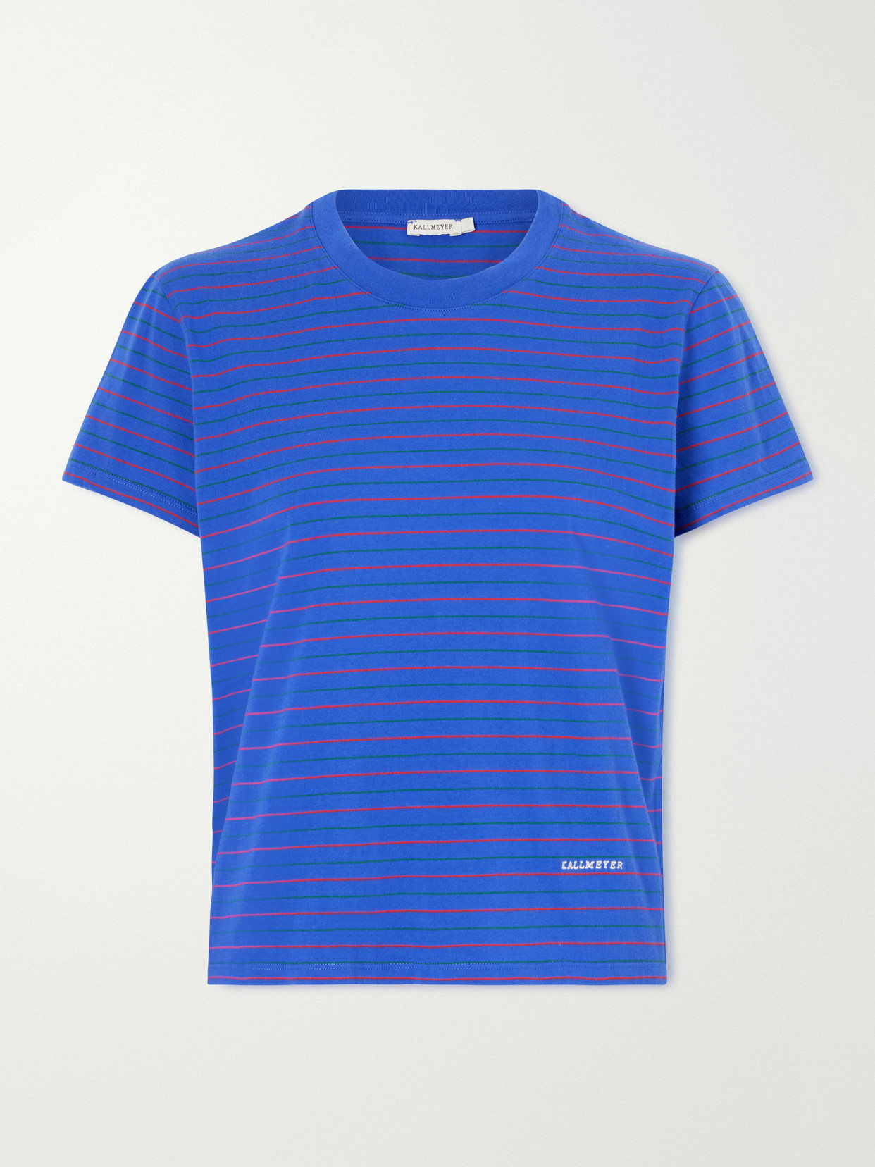 Kallmeyer Kenzie Embroidered Striped Cotton-jersey T-shirt In Blue