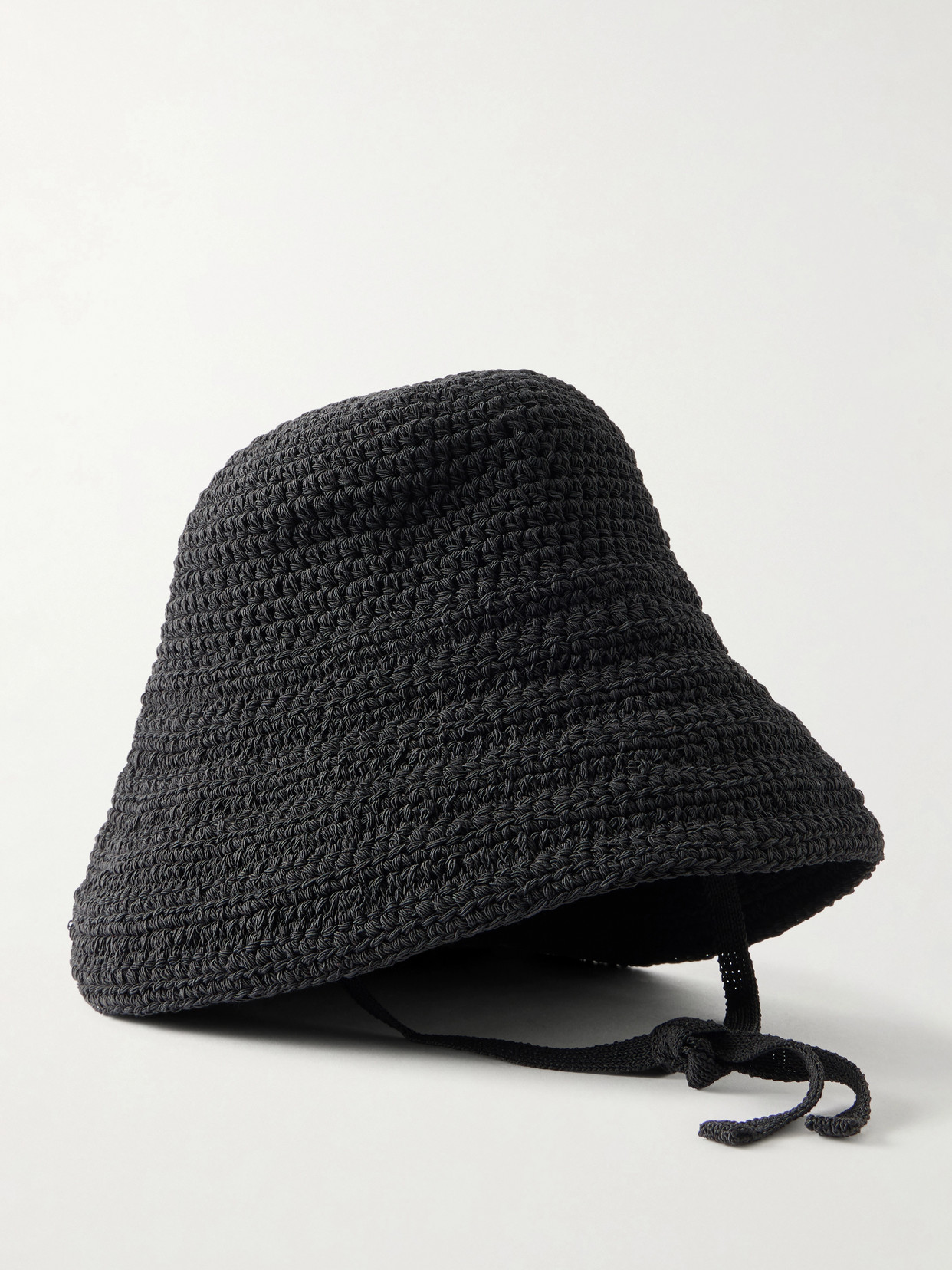 Kallmeyer Anouk Crocheted Cotton-blend Bucket Hat In Black