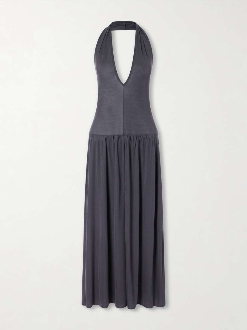 St. Agni Tencel™ Lyocell Halterneck Midi Dress