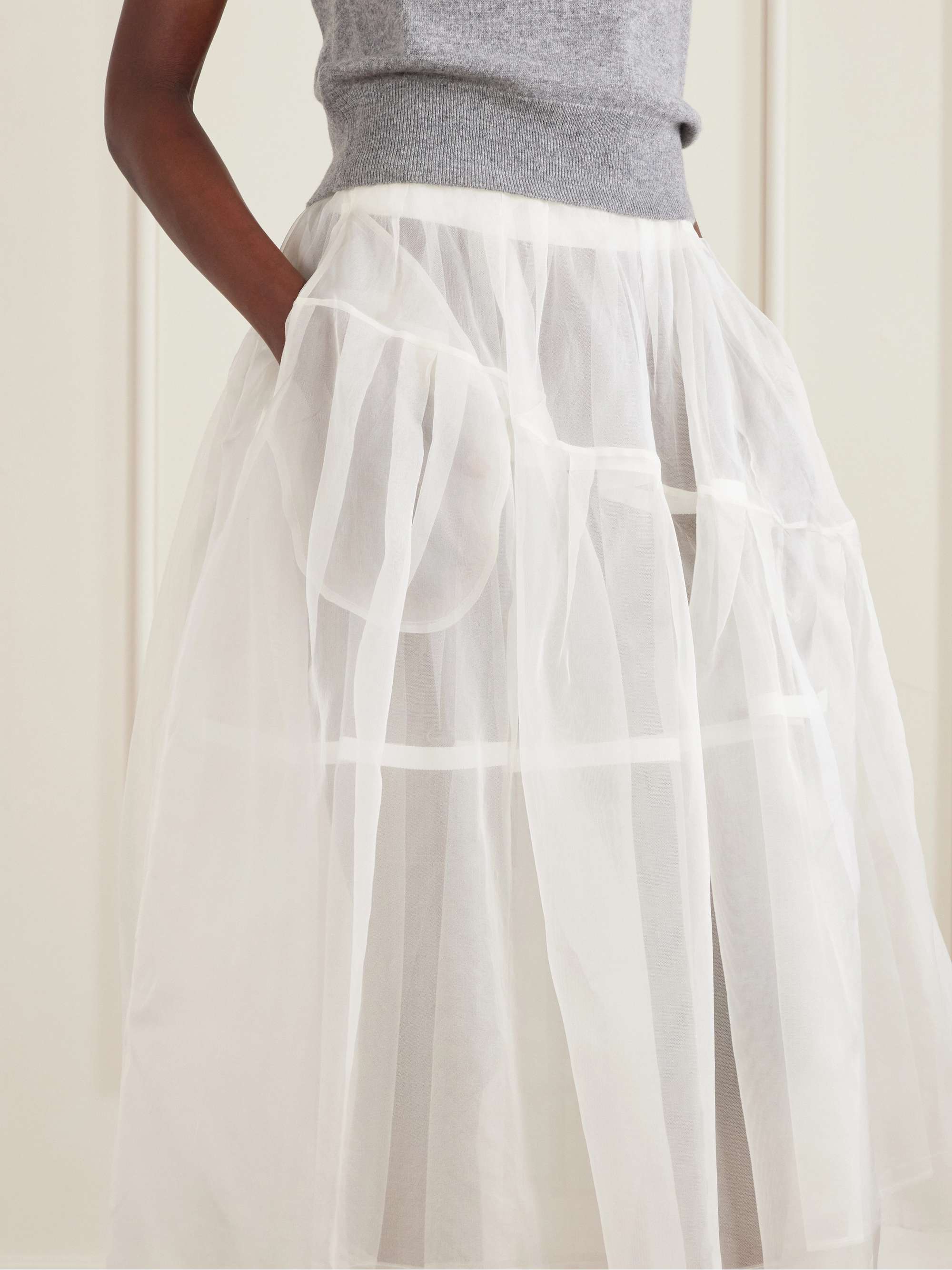 SIMONE ROCHA Layered pleated silk-organza midi skirt | NET-A-PORTER