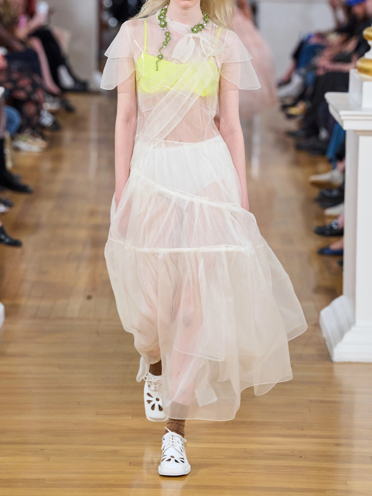 Layered Pleated Silk-Organza Midi