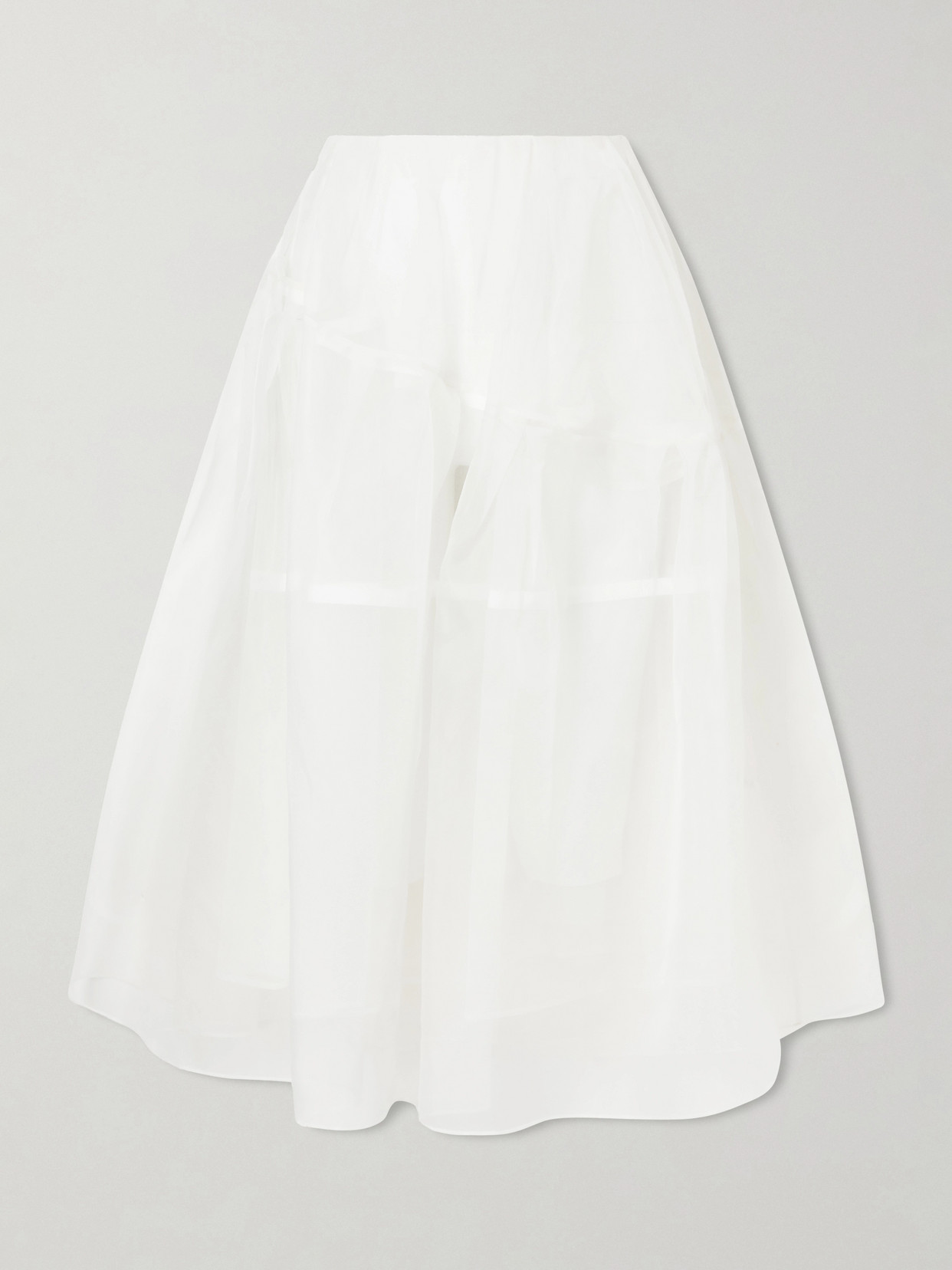 Simone Rocha Layered Pleated Silk-organza Midi Skirt In White