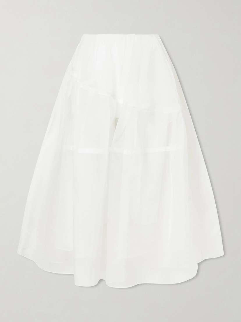 Simone Rocha Layered Pleated Silk-organza Midi Skirt