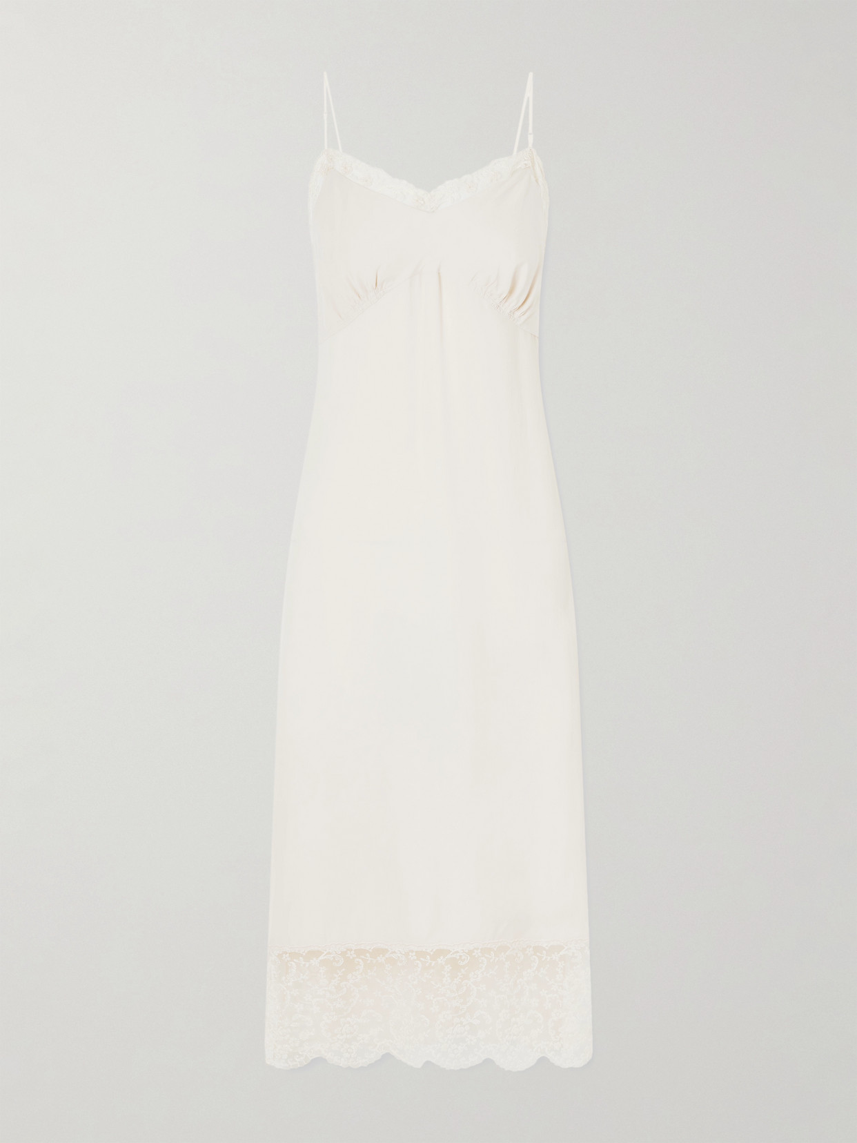 Simone Rocha Lace-trimmed Crepe De Chine Midi Dress In White