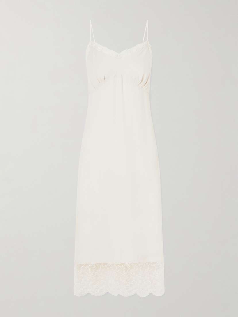 Simone Rocha Lace-trimmed Crepe De Chine Midi Dress