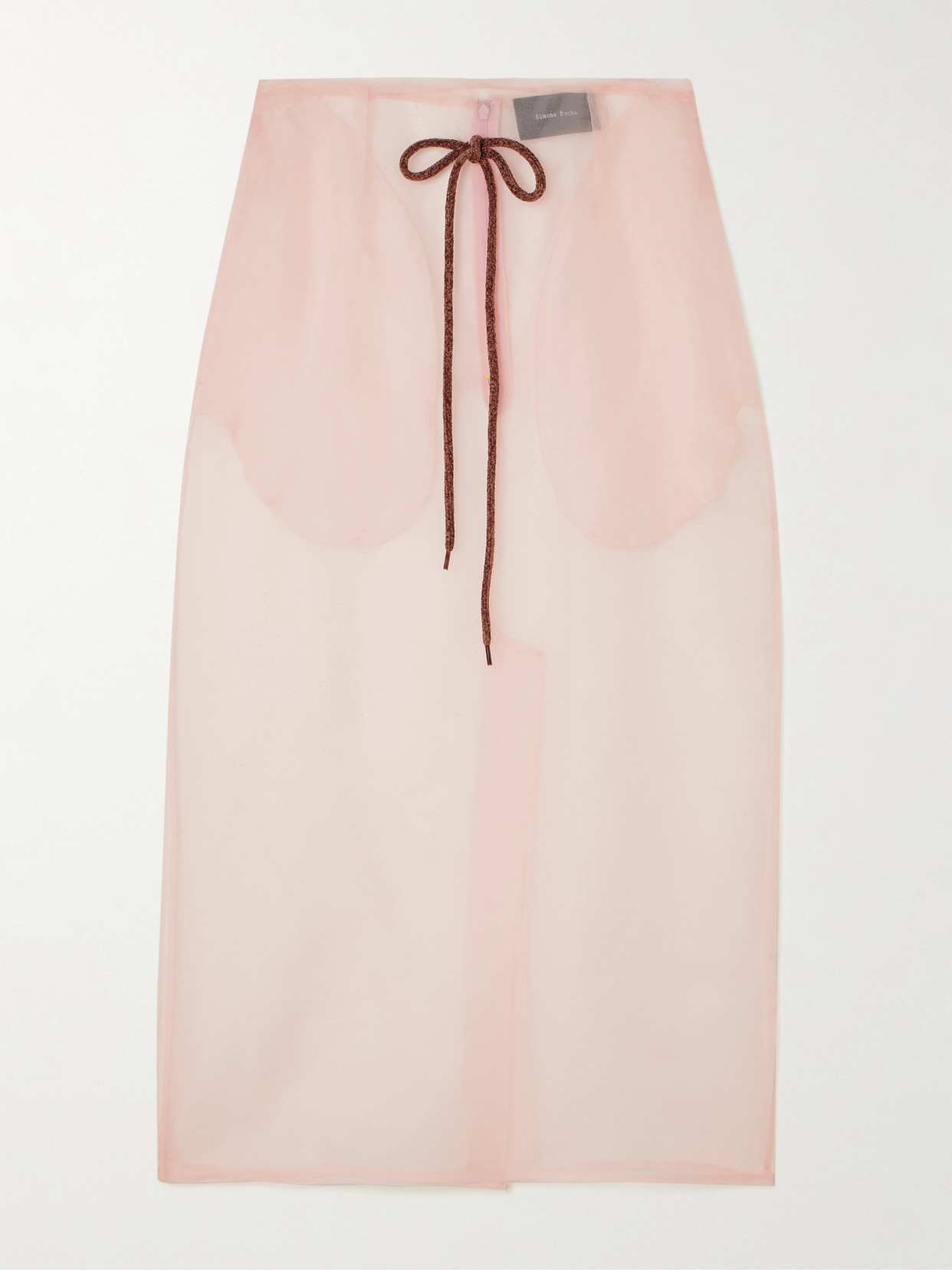 Simone Rocha Bow-detailed Silk-organza Midi Skirt In Pink