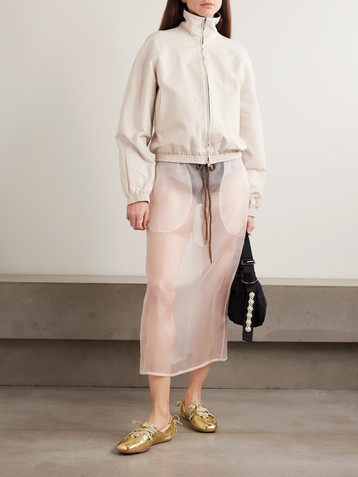 Simone Rocha Bow-detailed silk-organza midi skirt