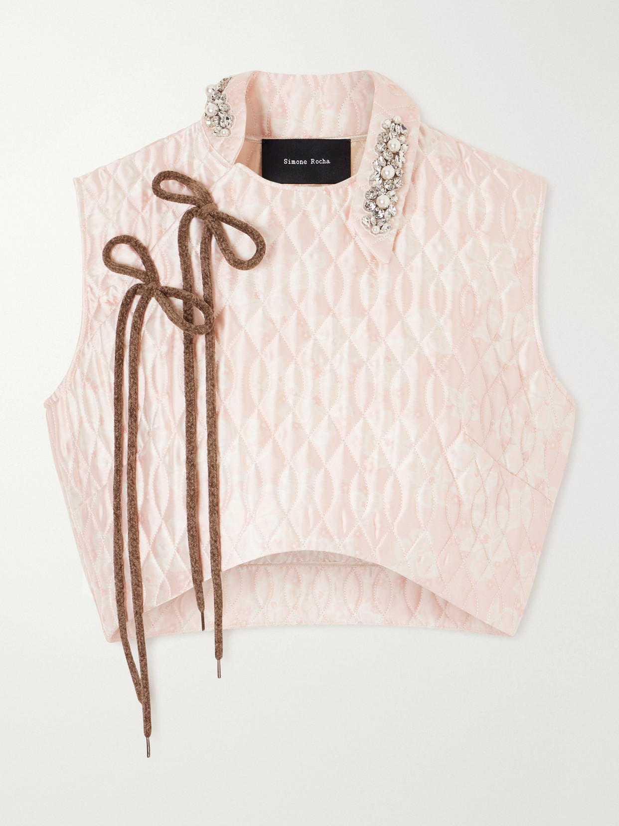 Simone Rocha Quilted Offset Fragment Collar Top In Pink