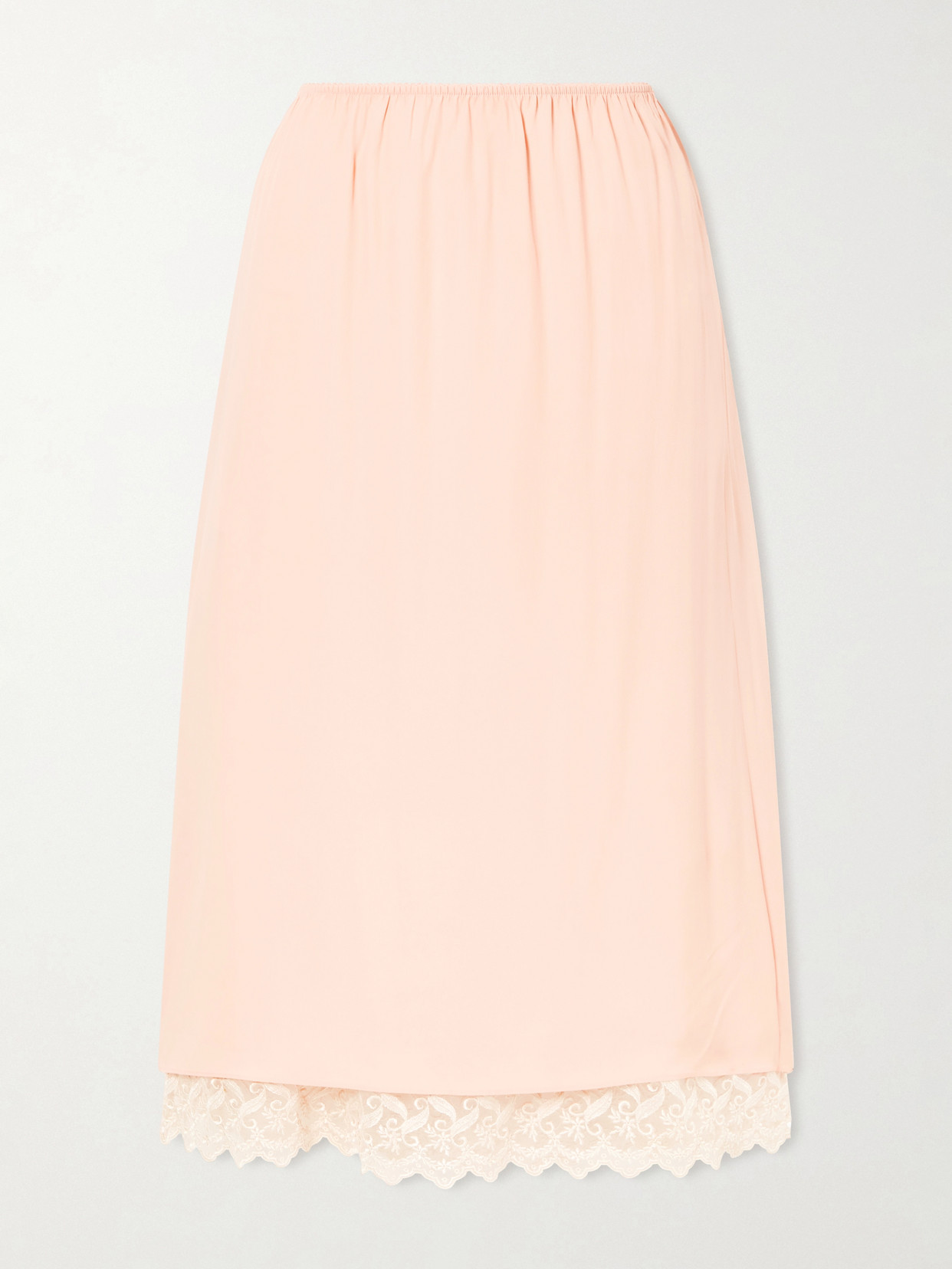 Simone Rocha Layered Lace-trimmed Crepe De Chine Midi Skirt In Orange