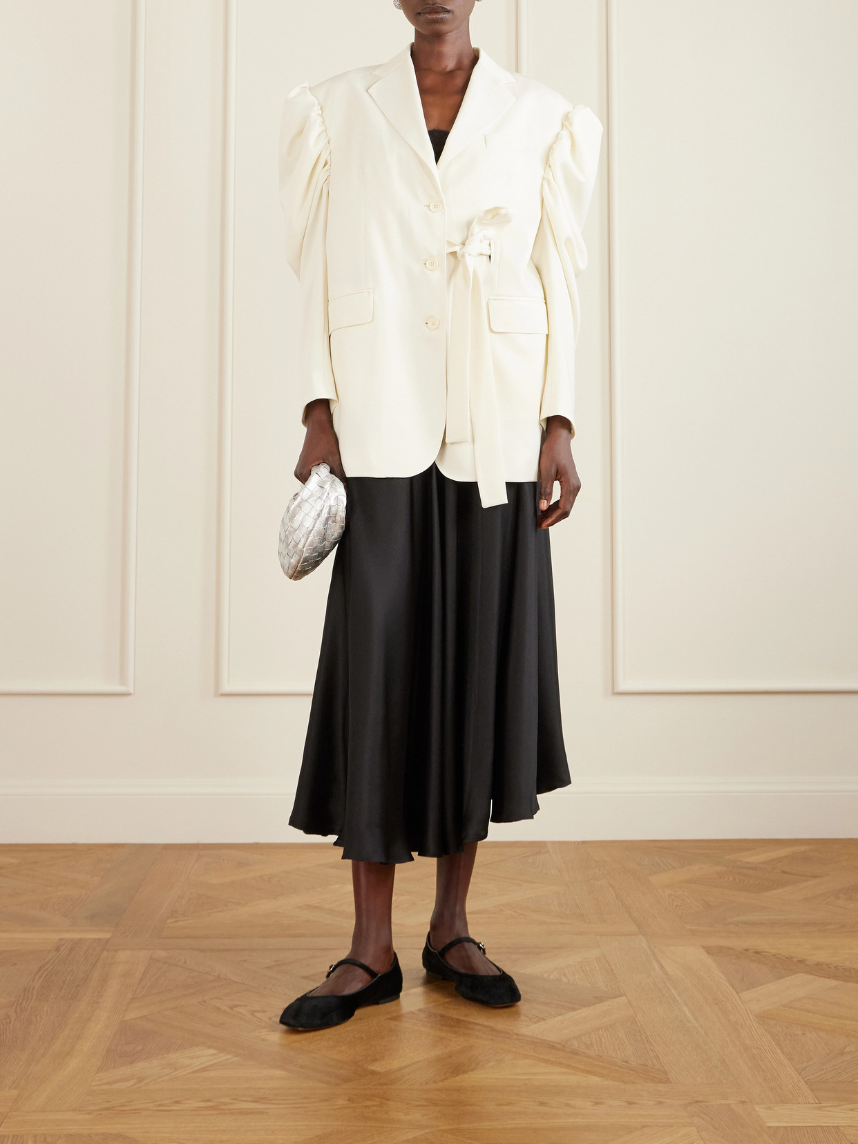 Simone Rocha Open-back Woven Blazer In White