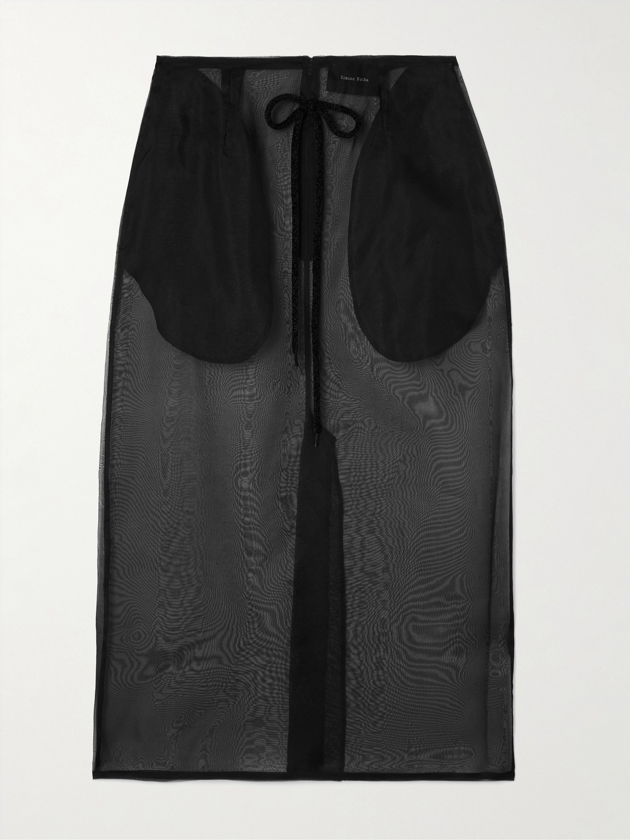 Simone Rocha Bow-detailed Silk-organza Midi Skirt In Black