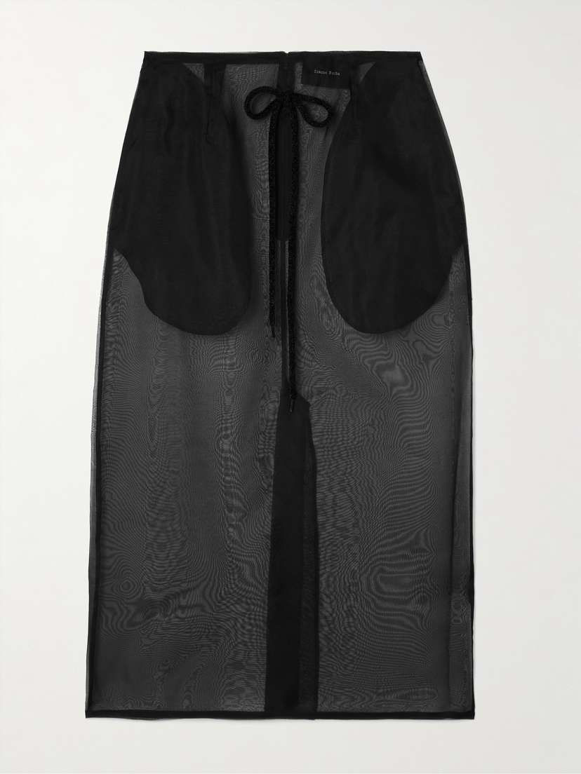 Simone Rocha Bow-detailed Silk-organza Midi Skirt