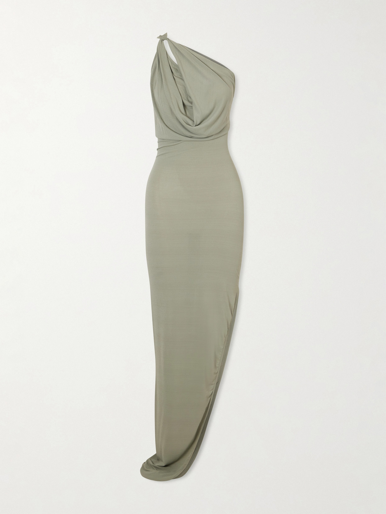 Rick Owens Aaliyah One-shoulder Jersey Gown In Green