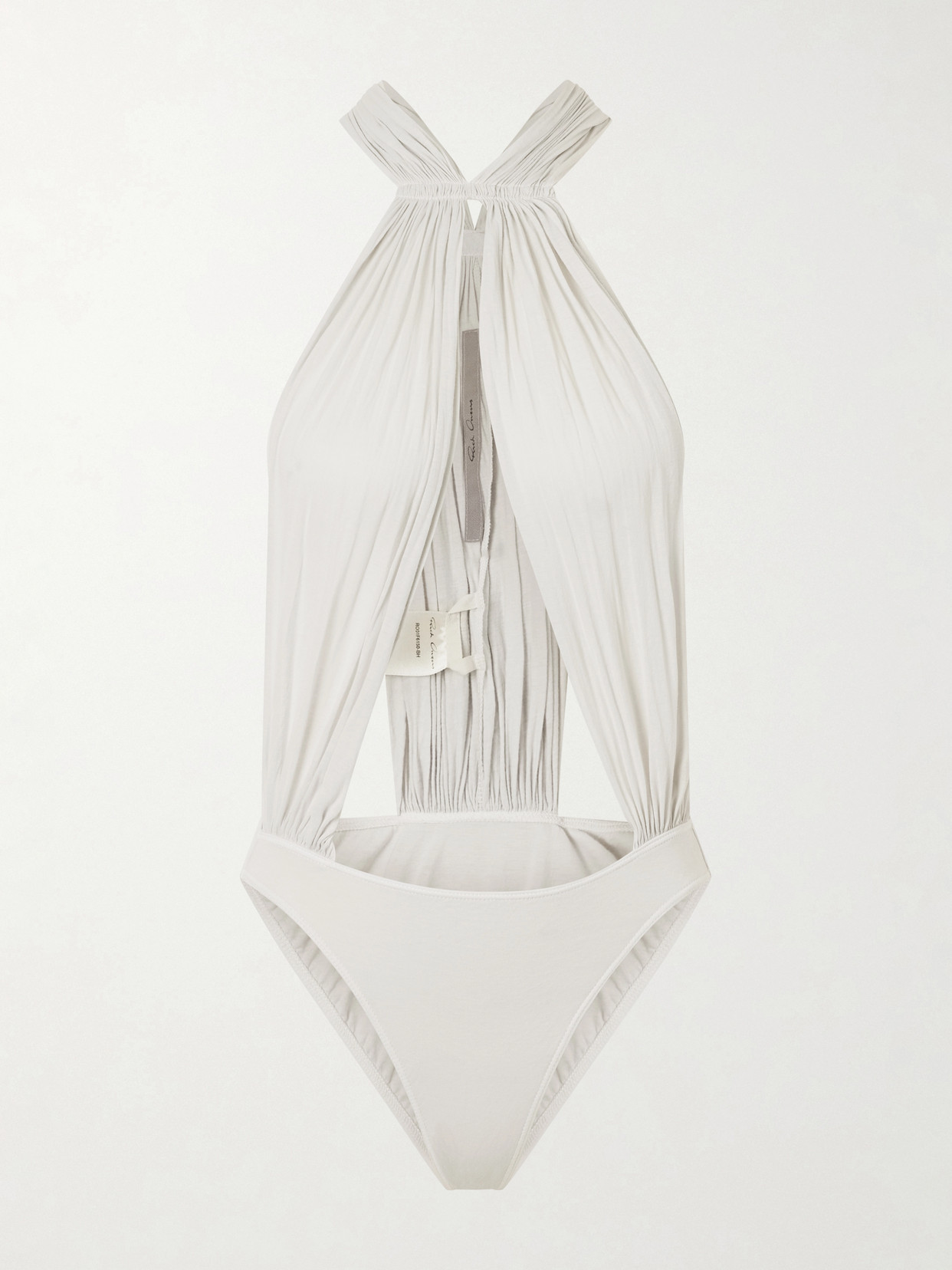 Rick Owens Miami Gathered Cotton-jersey Bodysuit In Brown